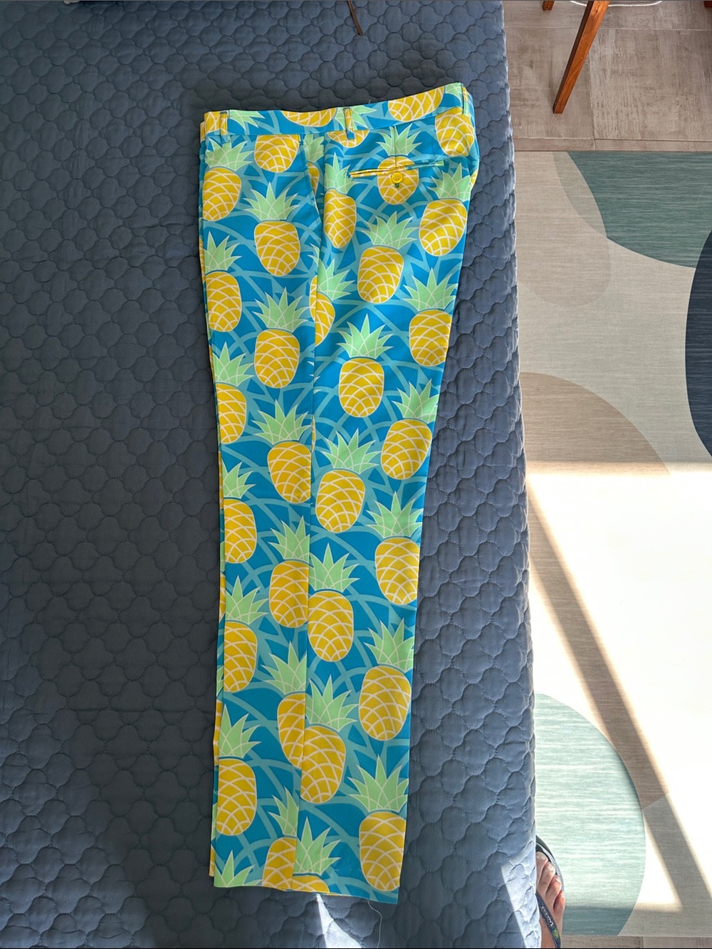 OppoSuits Pineapple Print Pants - Blue & Yellow